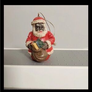 Vintage Christmas Ornament African American Santa Heavy Needs Cleaned